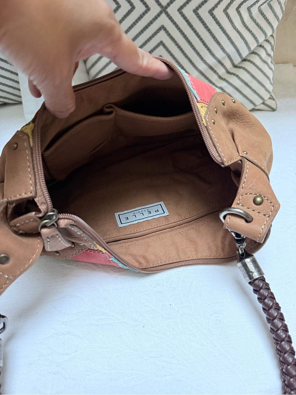 Y2K Style Pelle Patchwork Multicolor Leather Hobo Bag - Picture 9 of 11